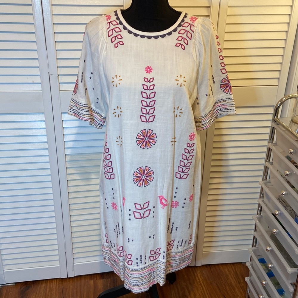 Aster Shirt Dress in White Botanic main image 1